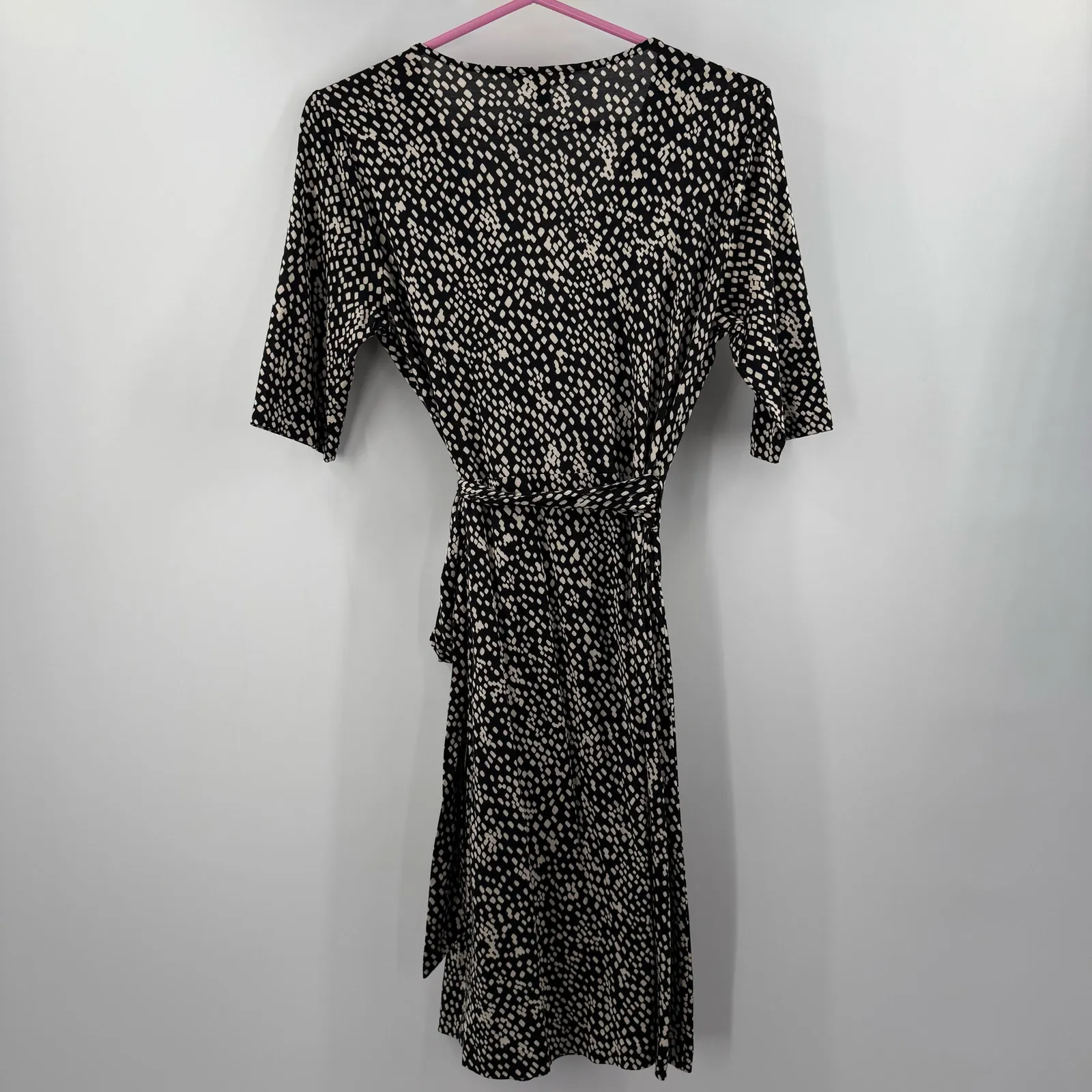 Banana Republic Wrap Dress Size Small Silk Cotton Blend B&W Spot Office Work - Image 2