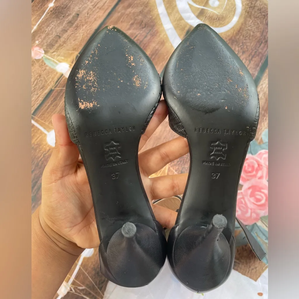 Rebecca Taylor Black Textured Heels - Image 8