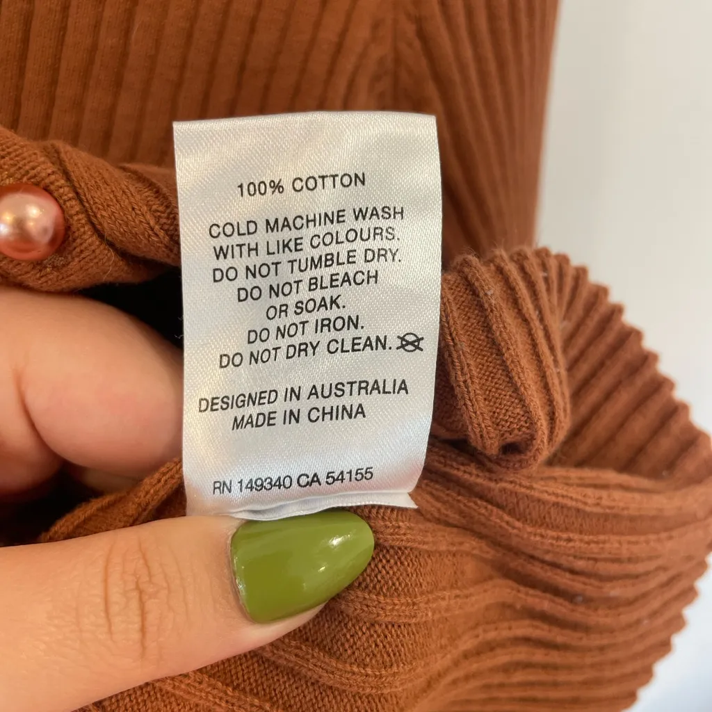 Rolla's Terracotta Ribbed 100% Cotton Sweater sz Medium Brown - Image 6