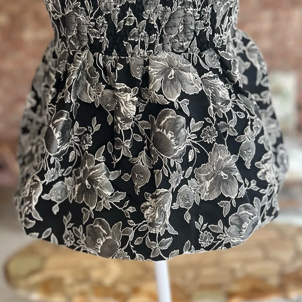 NWT Steve Madden Bodi Top Brocade Bubble Peplum M Black Grey Cocktail Party Glam - Image 12