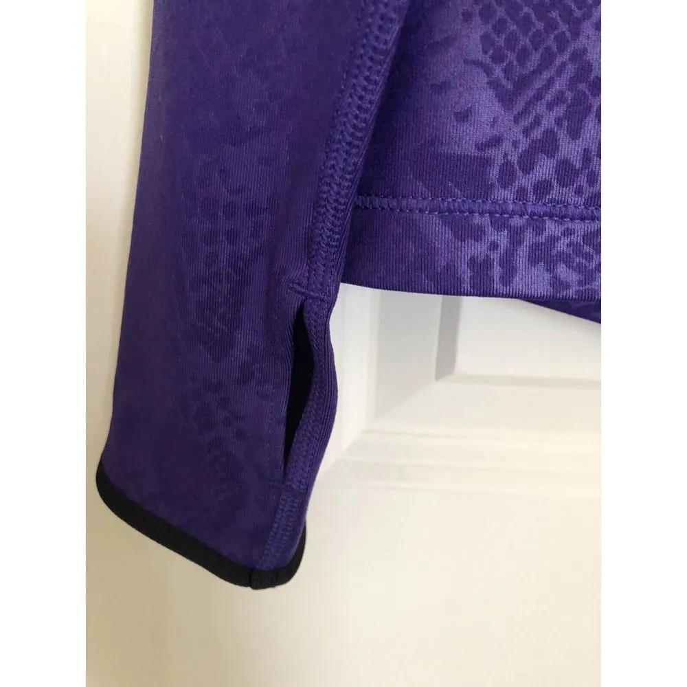 Nike  Pro Dri-Fit Long Sleeve Embossed Mock Neck Pullover Purple Women’s Medium - Image 7
