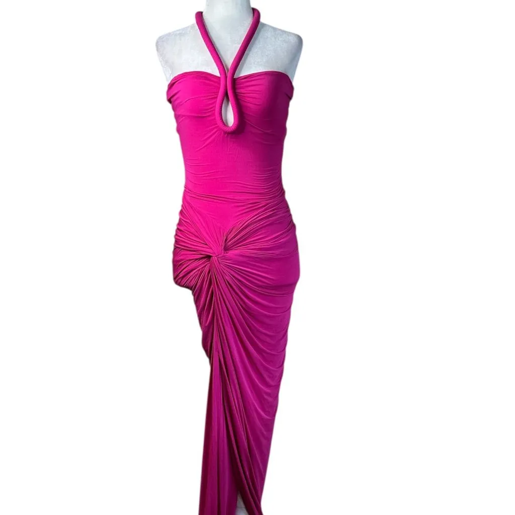 SILVIA TCHERASSI Tori Dress in Fuchsia Medium New Womens Maxi Gown Pink - Image 5
