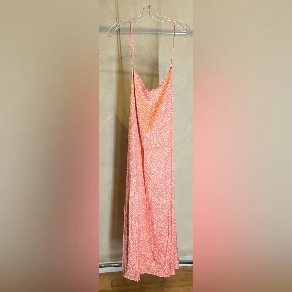 Lauren Conrad Women Peach Swirl Satin Midi Spaghetti straps Chemise Dress|Sz:2X - Image 3