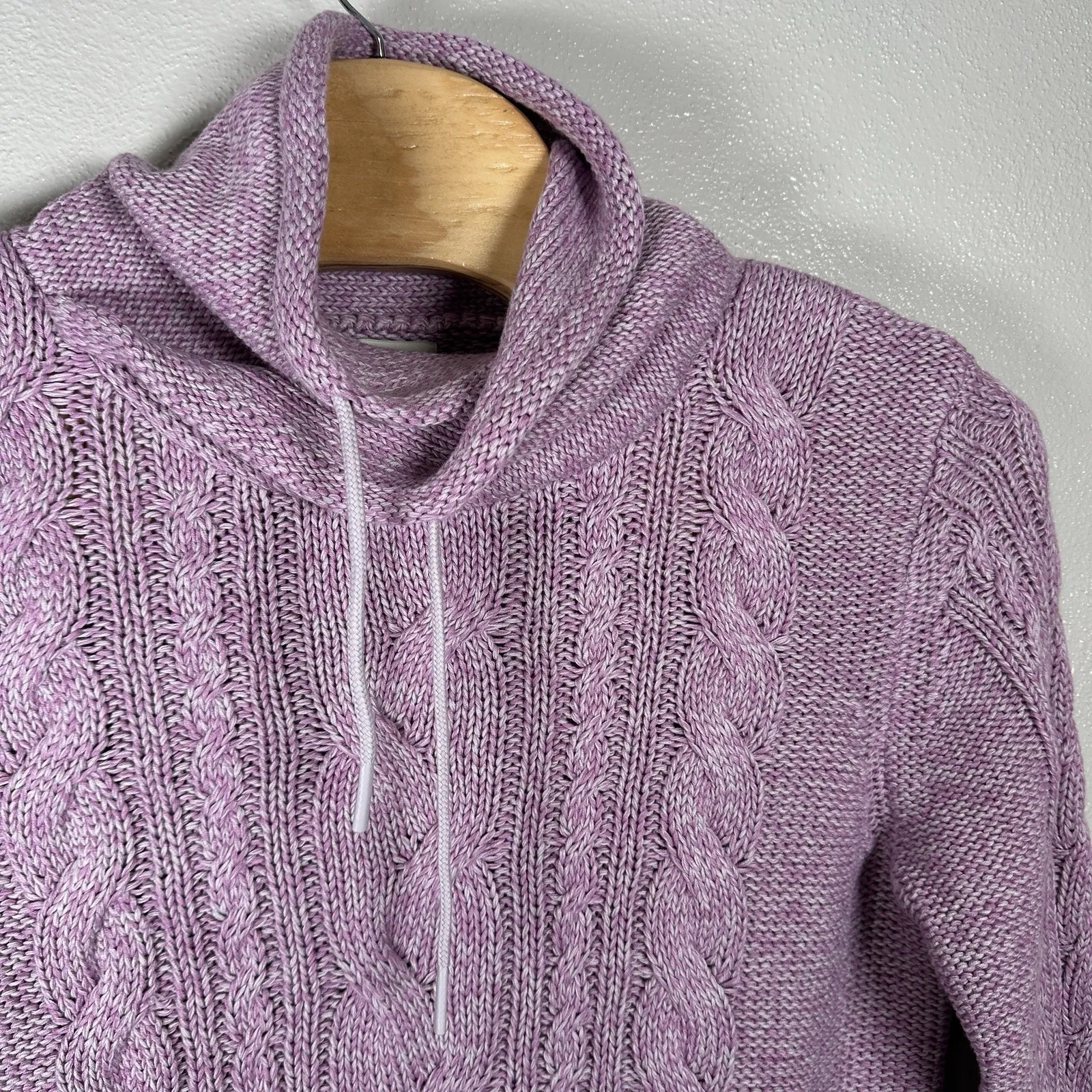 LL Bean Womens Double L Mixed Cable Knit Sweater Funnelneck Pink Size XLPetite - Image 2