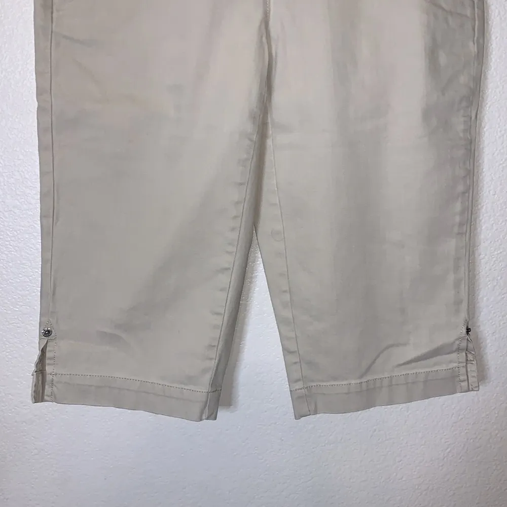 IZOD  Jeans Stretch beige wide leg capri pants - Image 3