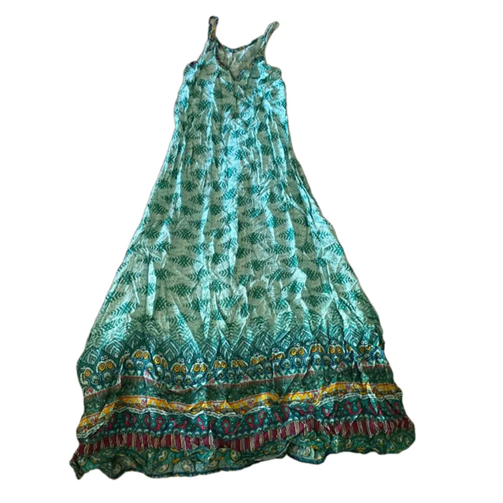 Boho Festival Coastal Cowgirl Hippie Chic Summer Style Maxi Dress Paisley S - Image 6