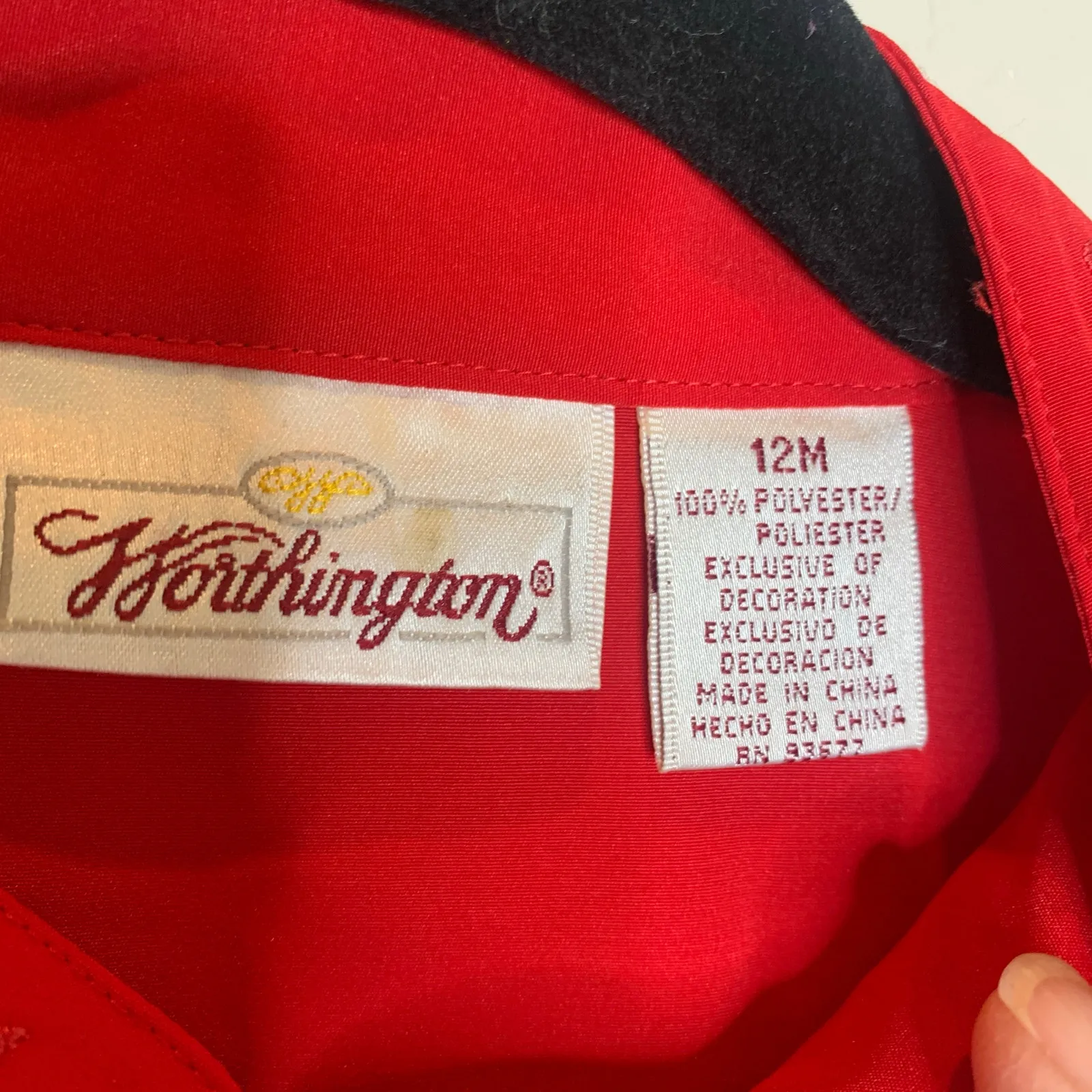 Vintage Red Worthington Blouse Tunic Embroidered Loop Button Sz 12 - Image 5