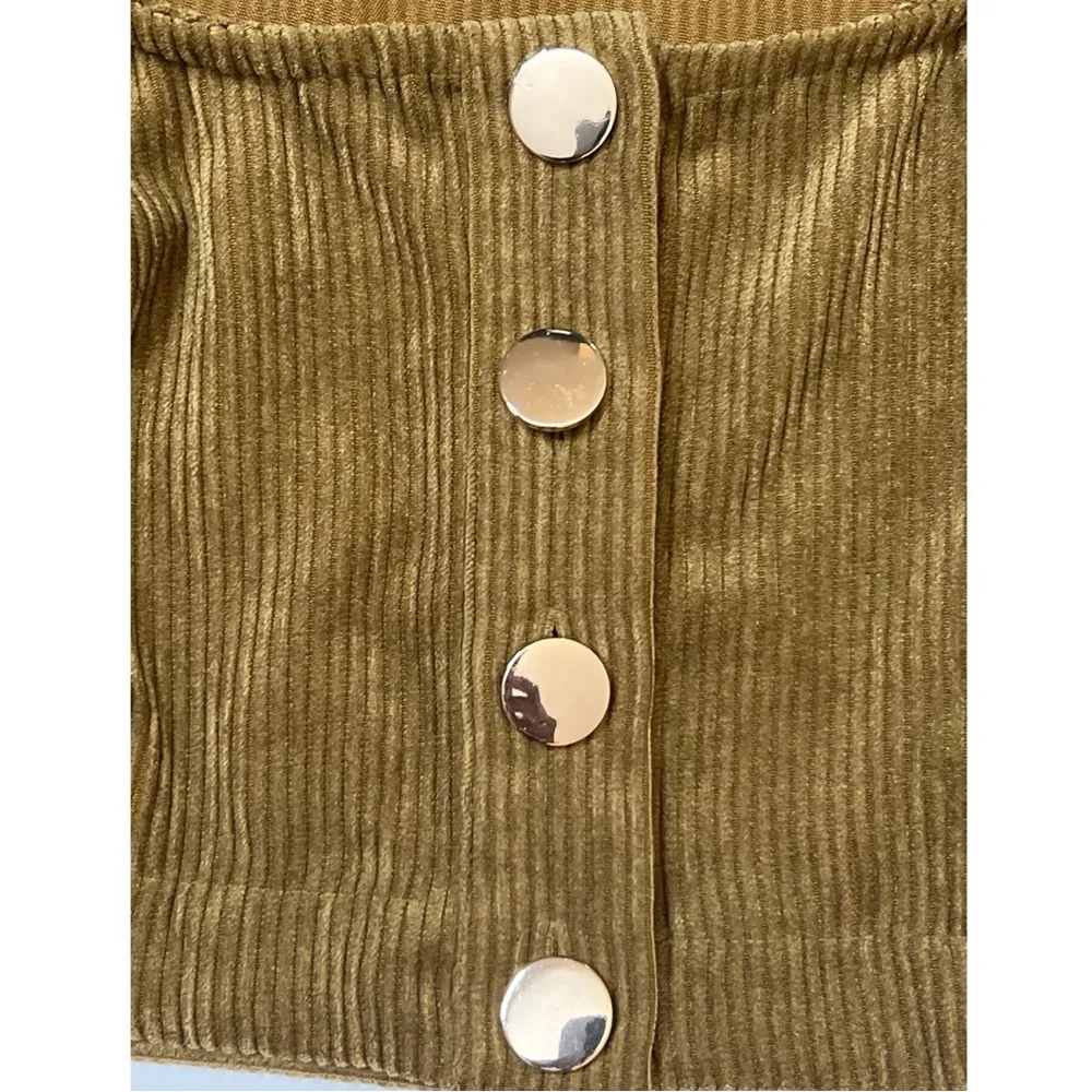 Zara Olive Brown Corduroy Long Sleeves Crop Top Sz S Women - Image 4