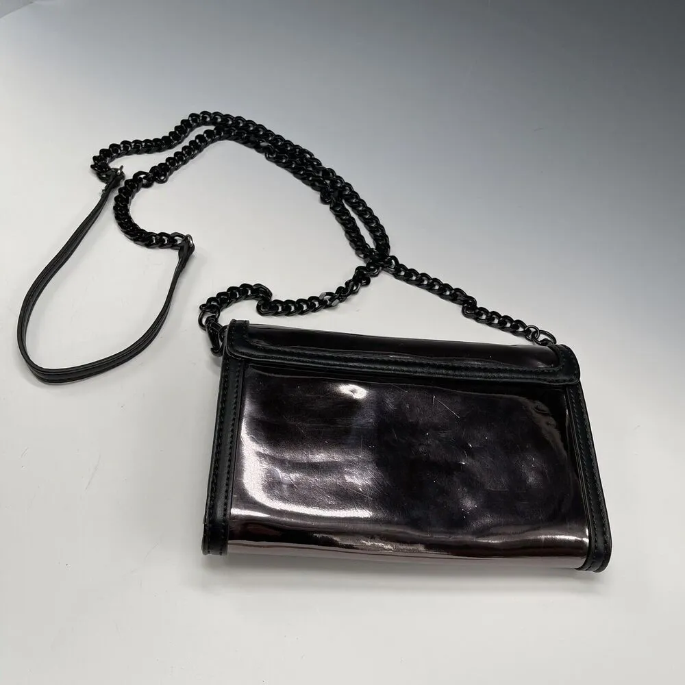 Simply Vera Wang Mirrored Wallet Clutch Purse Chain‎ Crossbody Bag Purple - Image 3