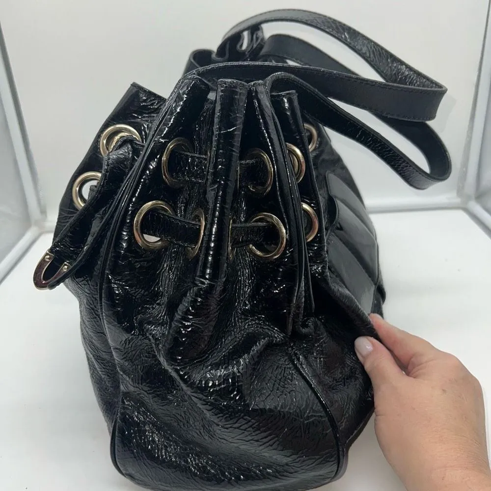 JIMMY CHOO RAMONA BLACK PATENT LEATHER CRINKLE SHOPPING HANDBAG - XTRA LARGE - Image 5