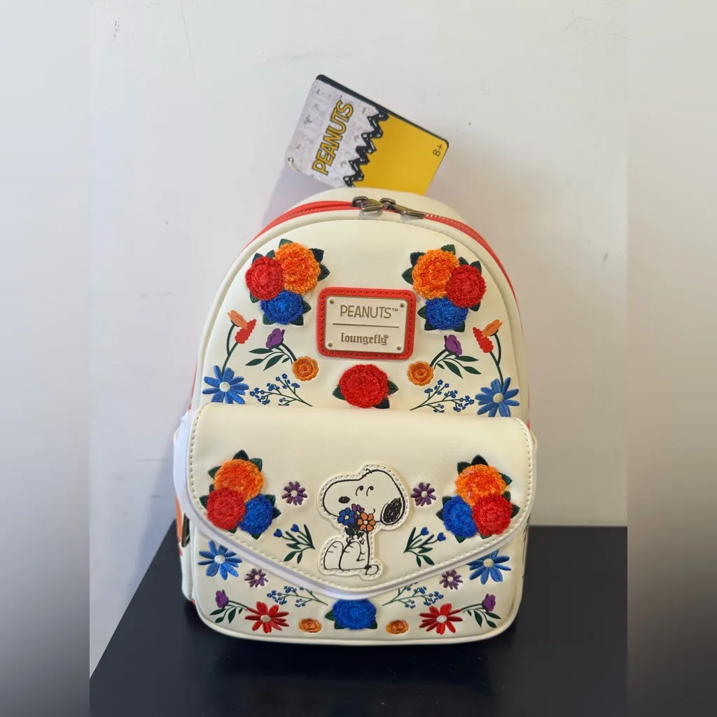 Loungefly Peanuts Floral Snoopy Mini Backpack - Image 2