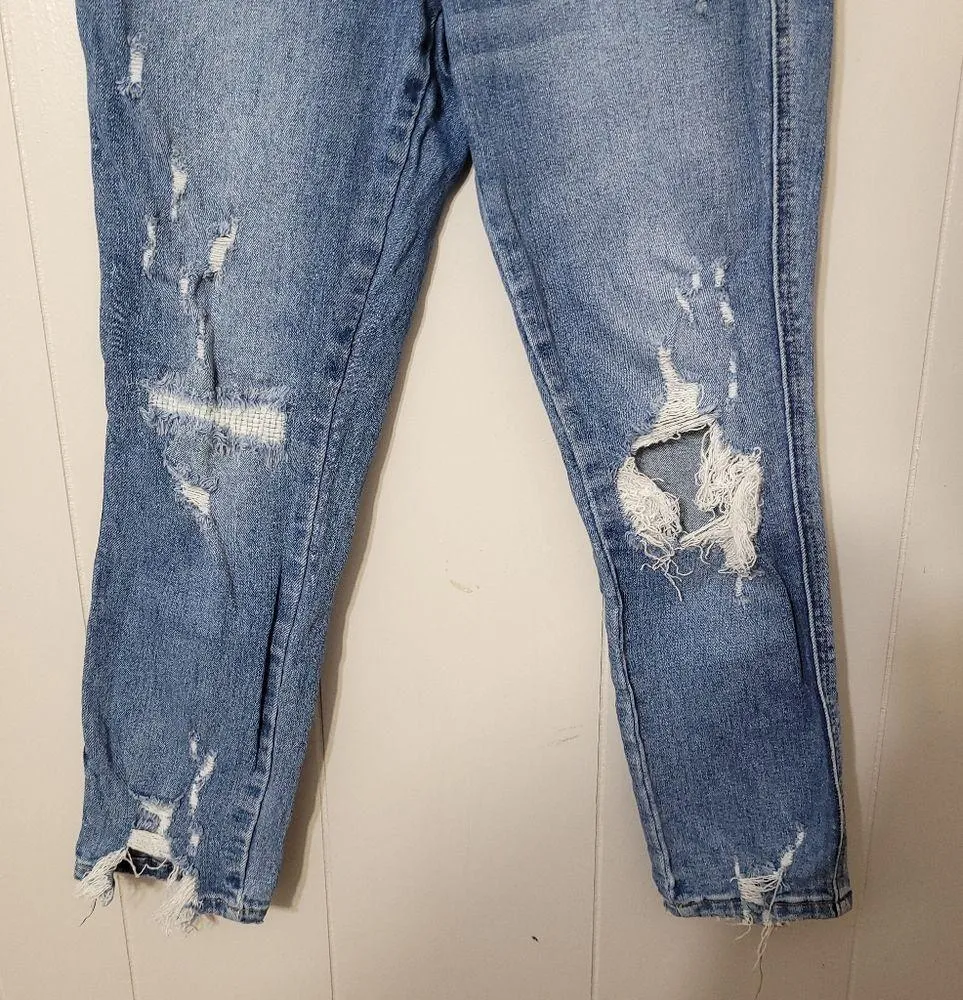 Mica Los Angeles Jeans Womens Blue Distressed Slim Straight High Rise Size 24 - Image 3