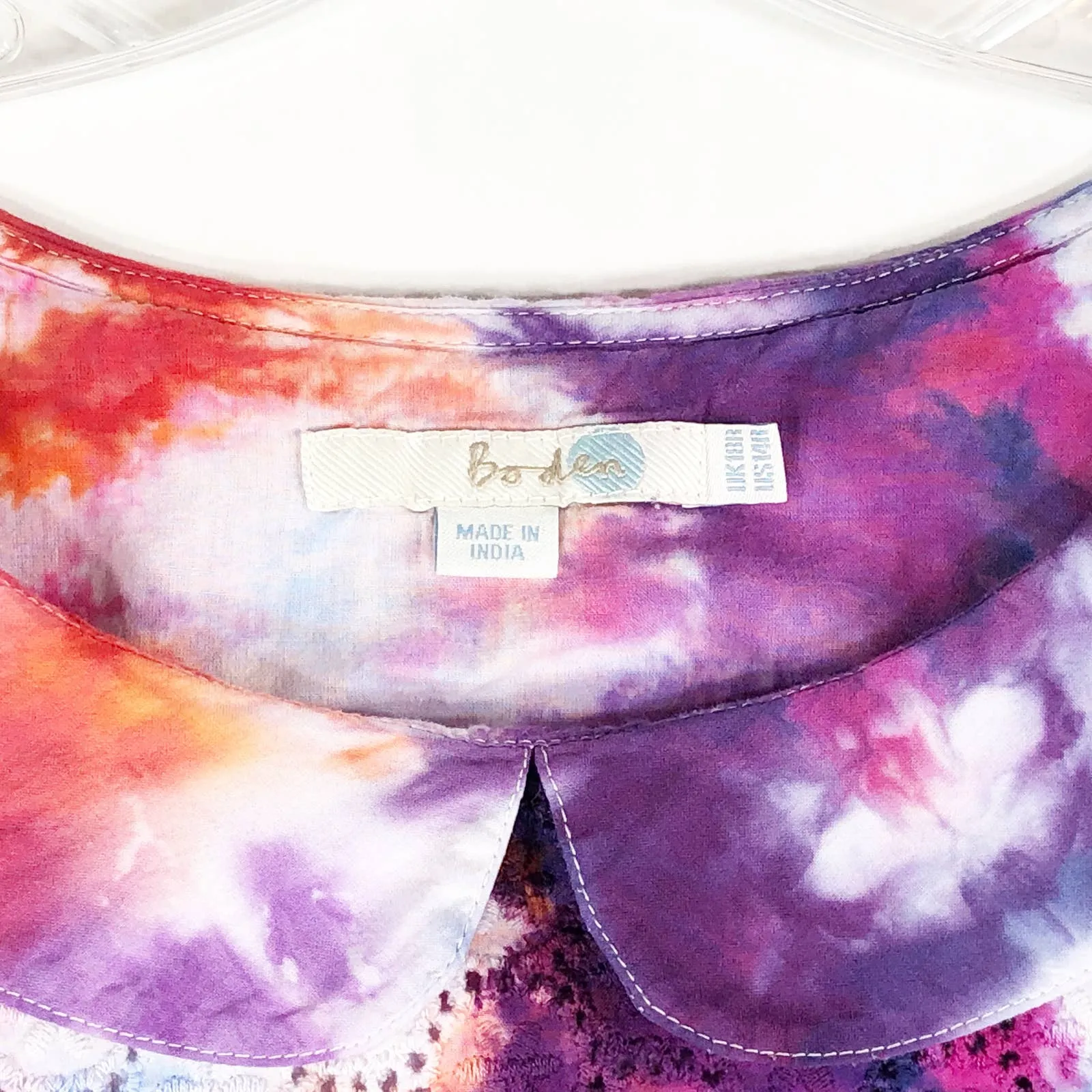 Boden Size 14 Top Handmade Tie Dye‎ Lavender Haze Purple Pink Blue Lined 1219 - Image 9