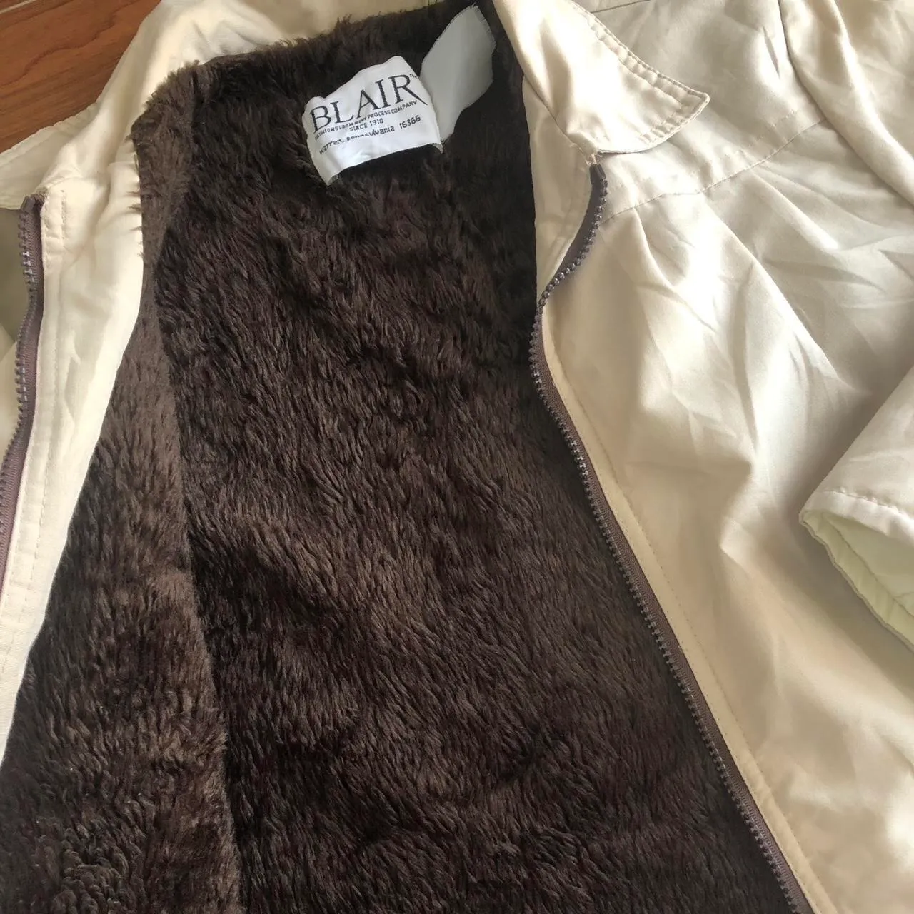 Blair Beige Jacket With Brown Furry Lining - Image 5