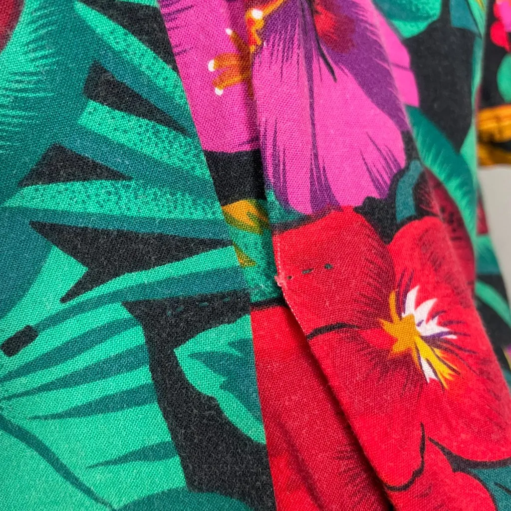 Vintage Hawaiian‎ Shirt ALTERED Uniforms to You Tropical Floral Short Sleeve Red Size L - Image 13