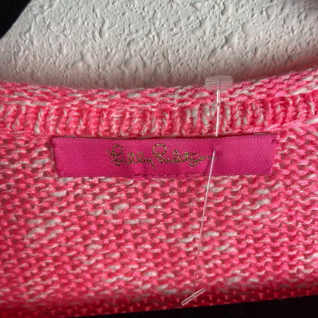 Lilly Pulitzer Size S Kovette V Neck Sweater Coral Sands Marl Pink Tassels Knit - Image 6