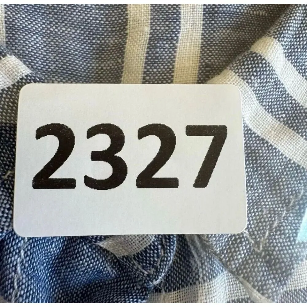 Garnet Hill linen blue nautical white striped lagenlook breathable SZ L#2327 - Image 9