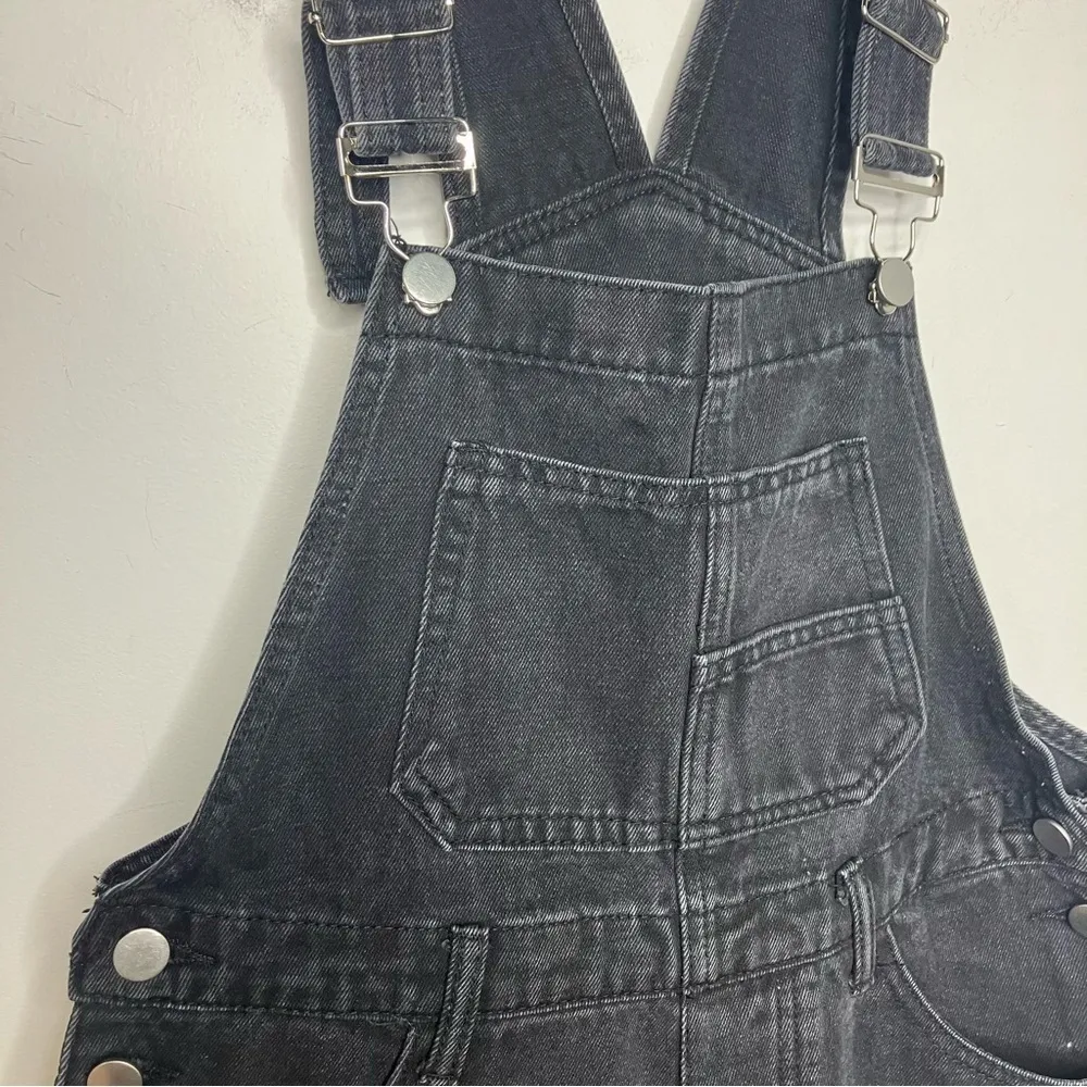 SHEIN black denim‎ overalls size large - Image 3