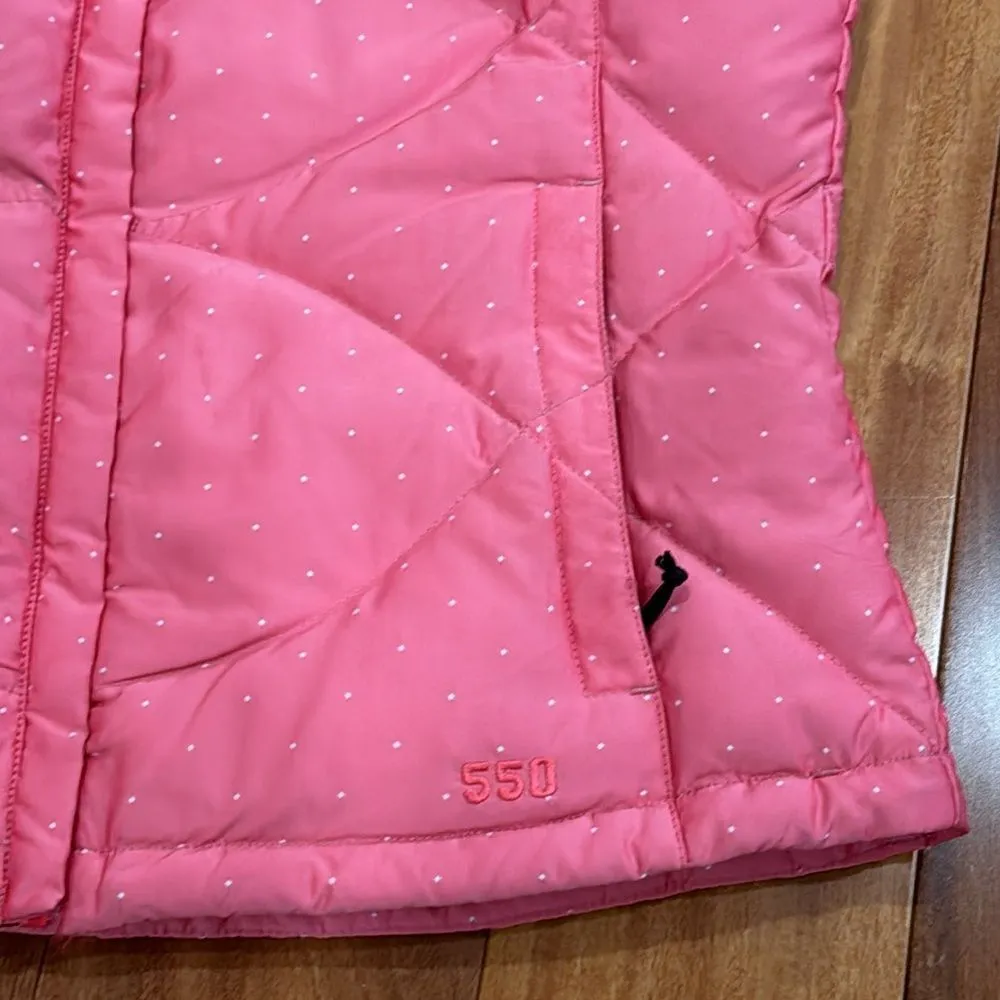 The North Face 550 Down Filled coral with white polkadots puffer Vest Size M - Image 3