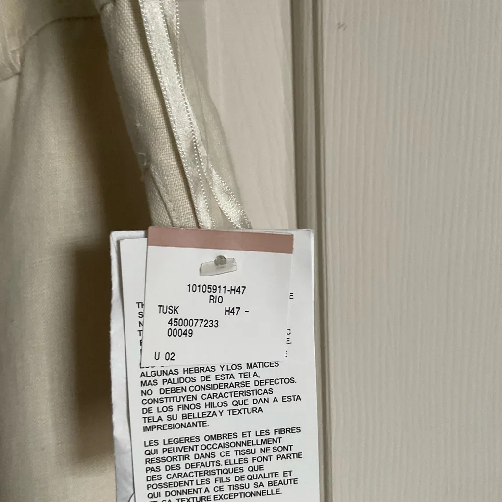 Anne Klein Cream Wide-Leg Cropped Linen Cargo Pants Size 12 Women’s - Image 2