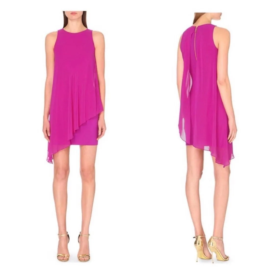 Ted Baker Locie Sheer Asymmetric Chiffon Overlay Mini Dress Small Cocktail Sheer - Image 14