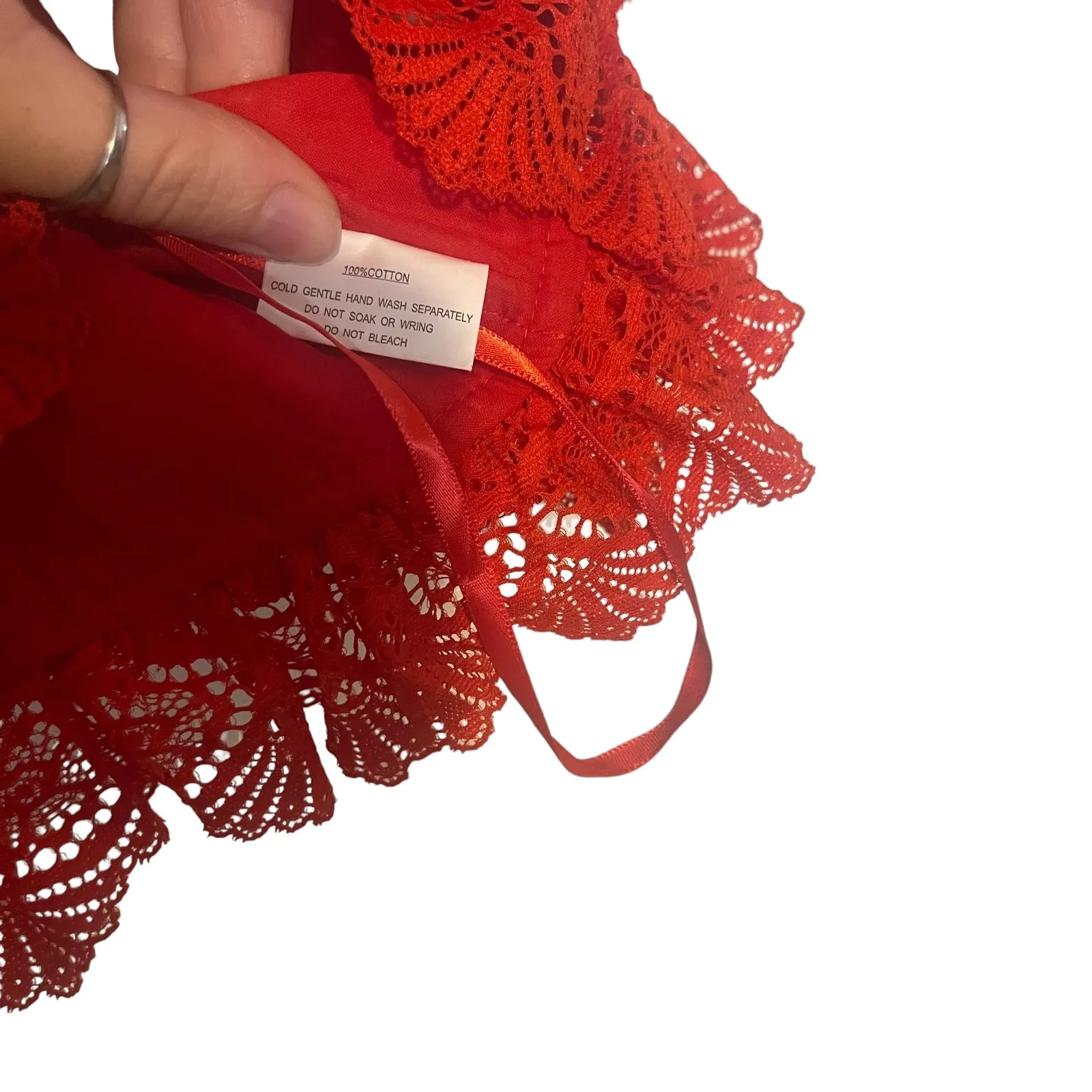 Indikah Women's Size Large Red Lace Embroidered Tie Slv‎ Zip Back Tank Top - Image 4