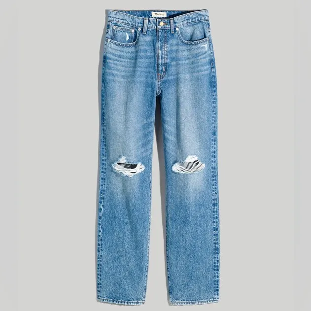 Madewell The Dadjean in Brockport Wash Ripped Edition Straight Leg Jeans Size 27 - Image 13