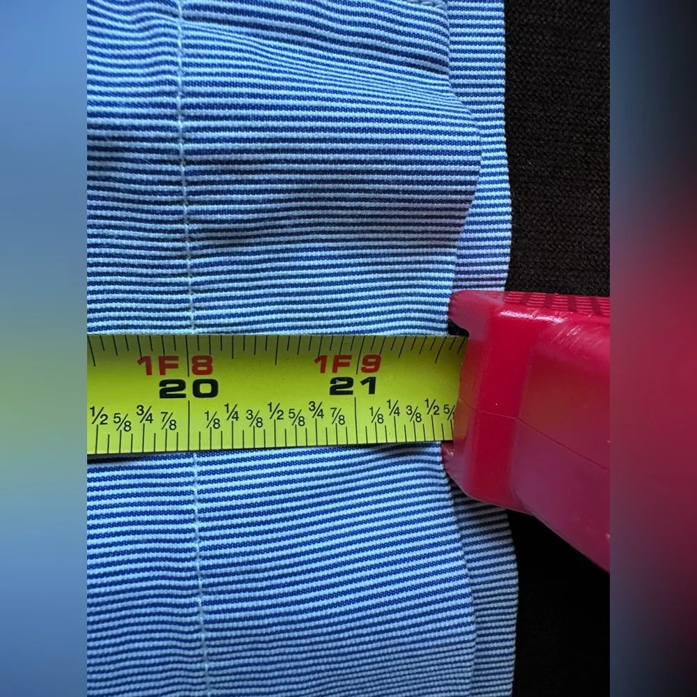 L.L Bean White And Blue Strip Summer  Midi Skirt SZ 6 Front And Back Poc… - Image 13