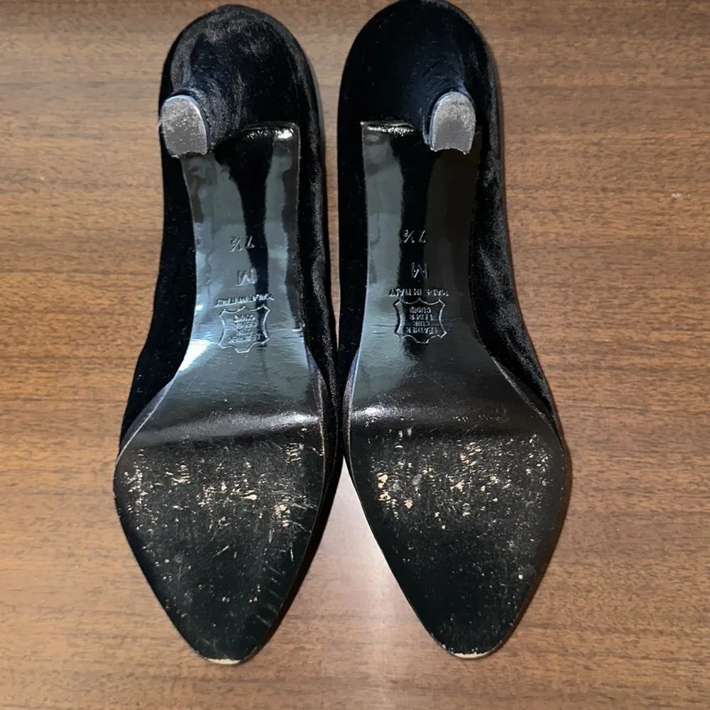 Yves Saint Laurent Suede Heels, Size 7.5 Black - Image 11
