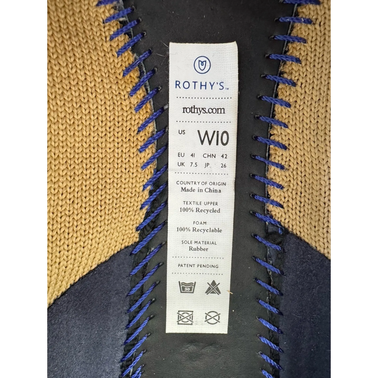 Rothy's Point Gold Herringbone Black Toe Women's Shoes Flats Loafers Retired W10 Size 10 - Image 7