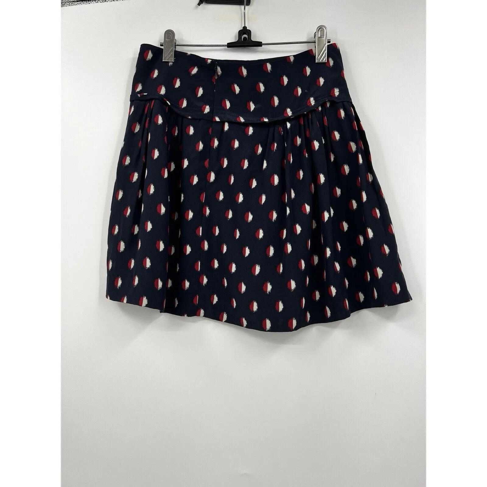 Madewell Skirt Womens Size‎ 0 Silk Geometric Print Navy Blue Lined Mini - Image 6