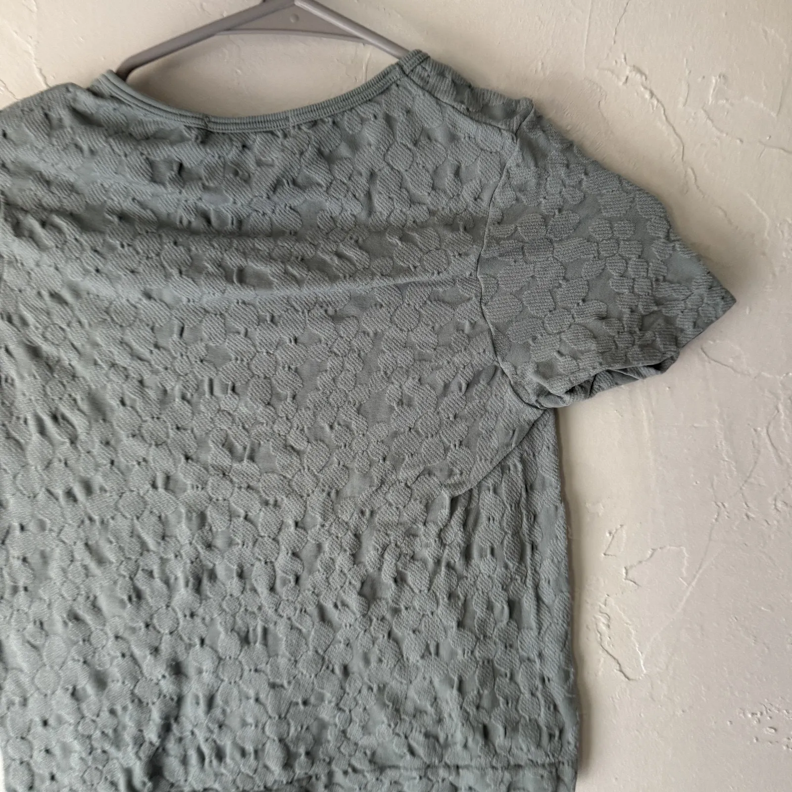 Emma & Elsa Y2k One‎ Size Gray Floral Textured Short Sleeve Stretch Baby Tee - Image 8