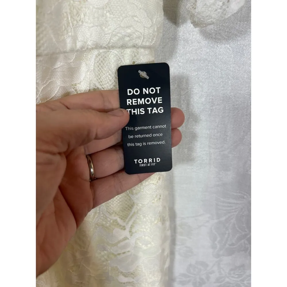 Torrid Wedding Dress 28 NEW Ivory Lace Off Shoulder Gown Mini Train - Image 7