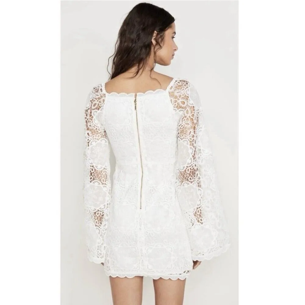 Alice McCall Berwyn Diamond Veins Anthropologie BHLDN Porcelain White Lace Dress - Image 4
