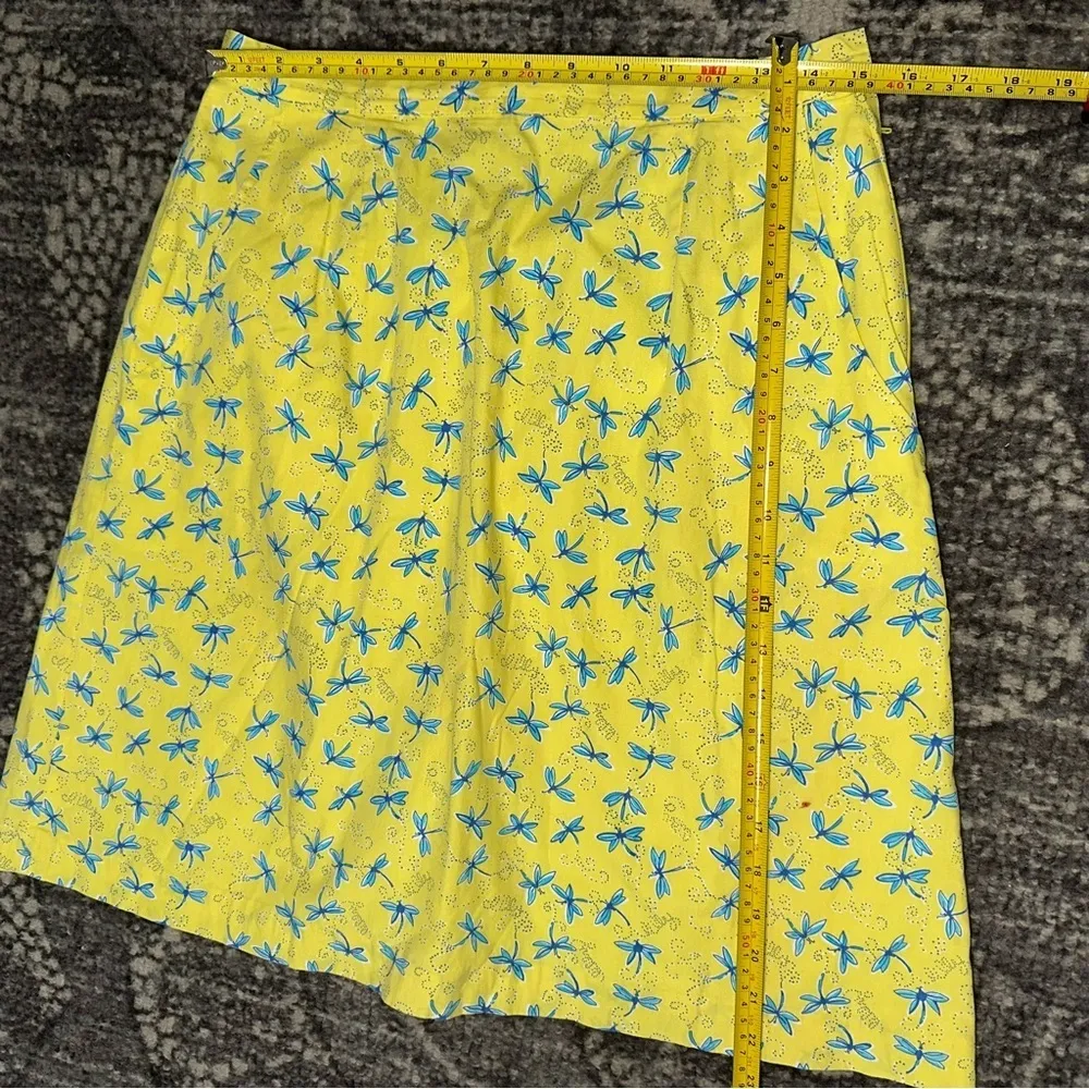 Lilly Pulitzer White Vintage 12 Yellow Blue Snappy Dragonflies Dragonfly Skirt - Image 5
