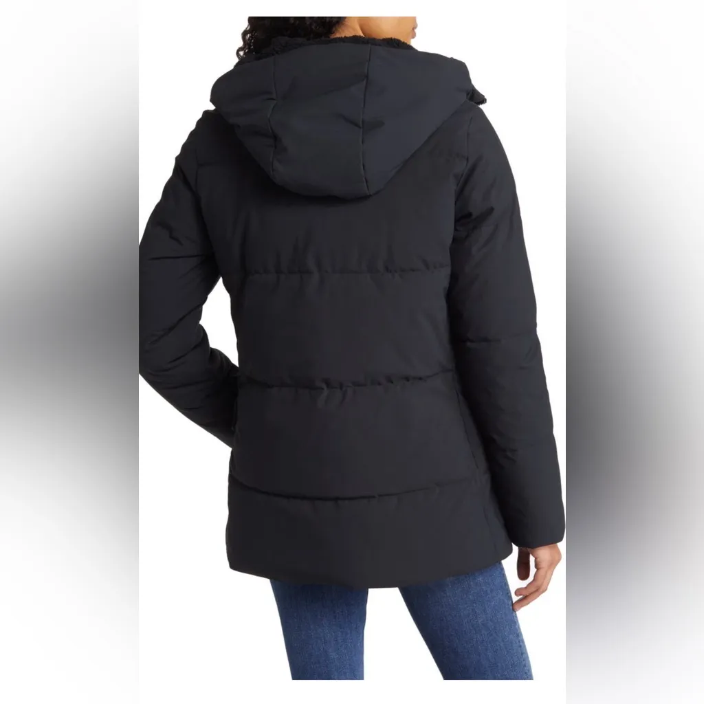 Save The Duck Bessie Faux Shearling Lined Coat Black Water Resistant XS NWT - Image 3