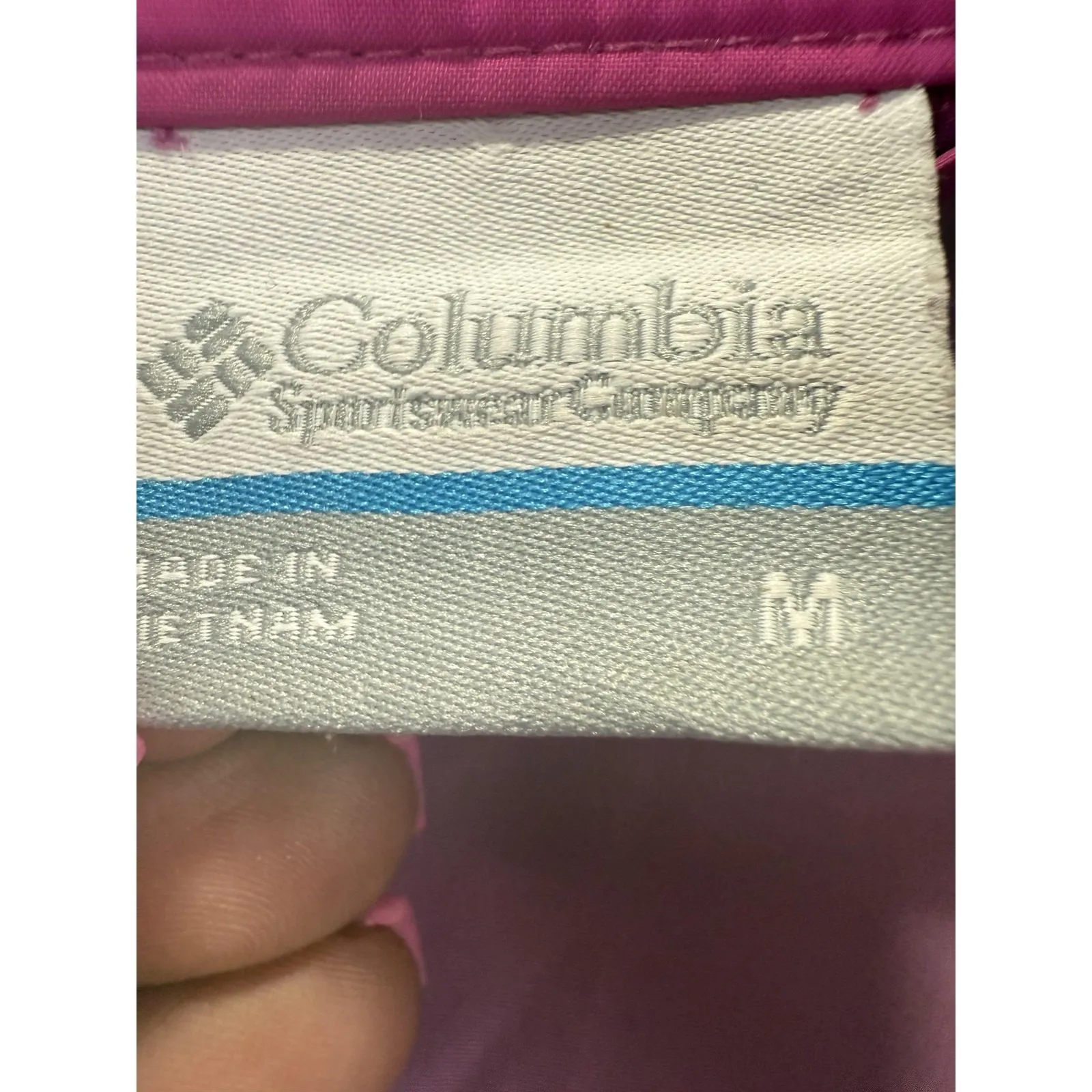 Columbia Jacket Womens Medium Pink Hooded Full Zip Windbreaker Rain Coat Outdoor - Image 3