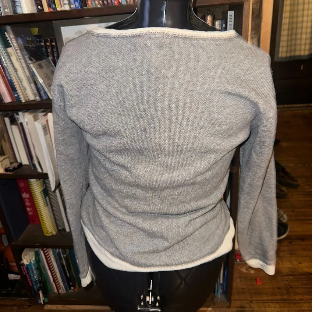 J Crew terry cloth gray cropped minimalist M sweatshirt Blue Size M - Image 2