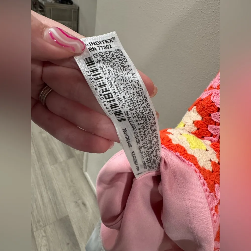 Zara Crochet Dress Pink and Orange - Image 8