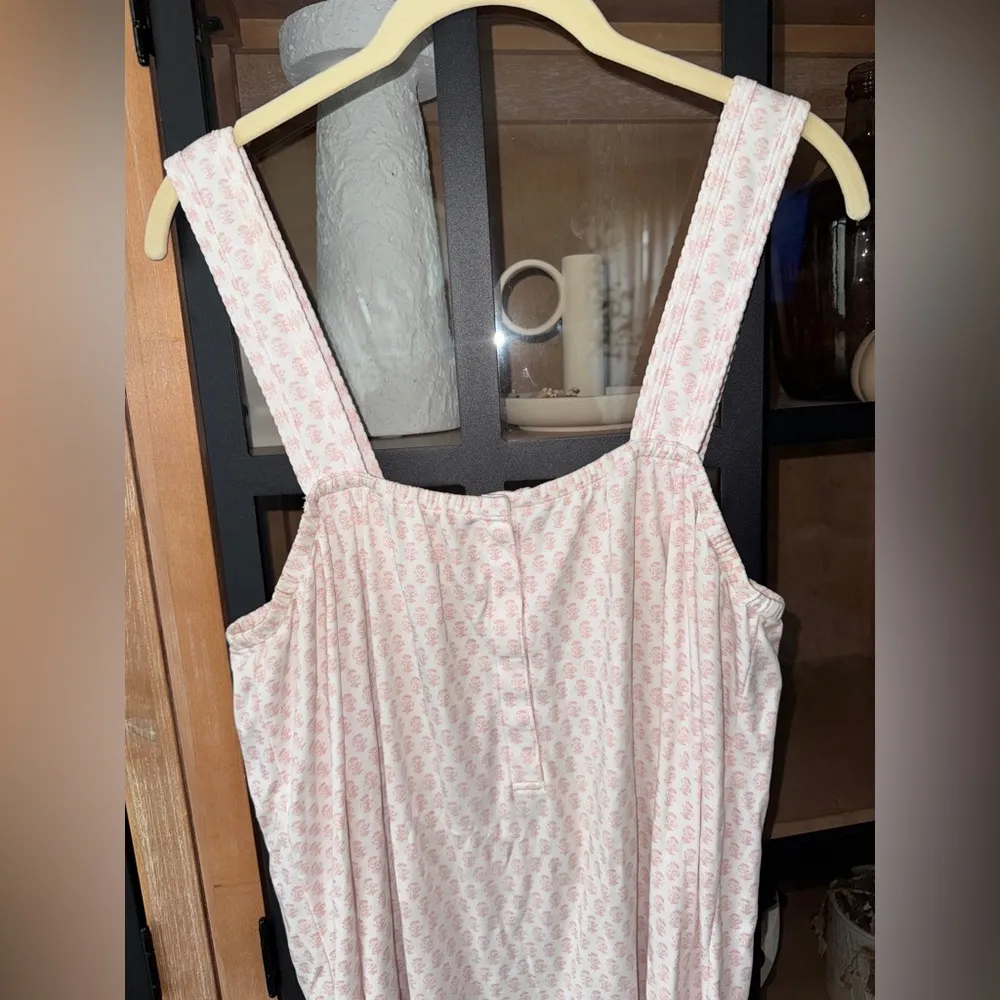 LAKE Pajamas nightgown dress pima cotton block print english rose floral nursing Pink Size L - Image 5