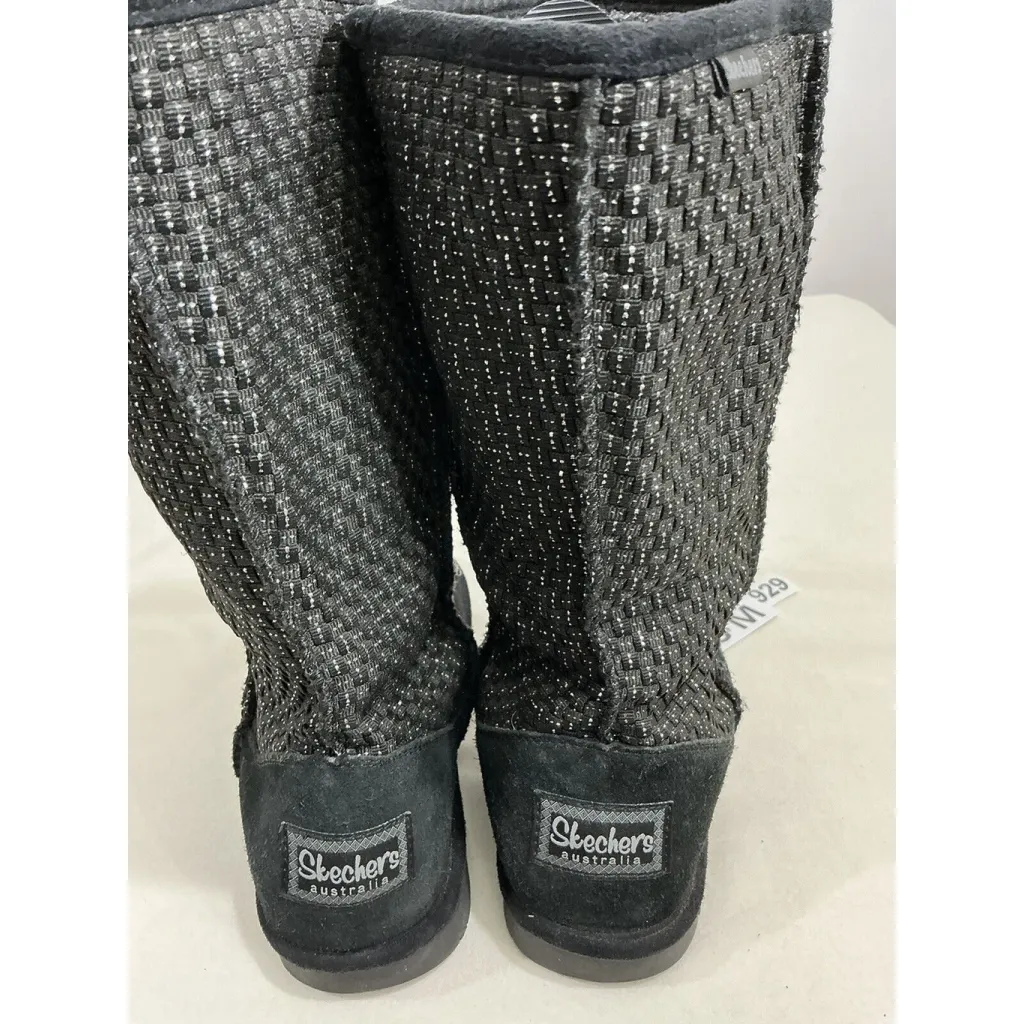 Womans Sketchers Shelbey Copenhagen Black Faux Suede Sparkly Pullon Boots 10 - Image 5