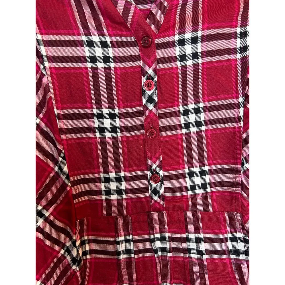 Joan Rivers Plaid Babydoll Button Shirt Size 6 New - Image 3