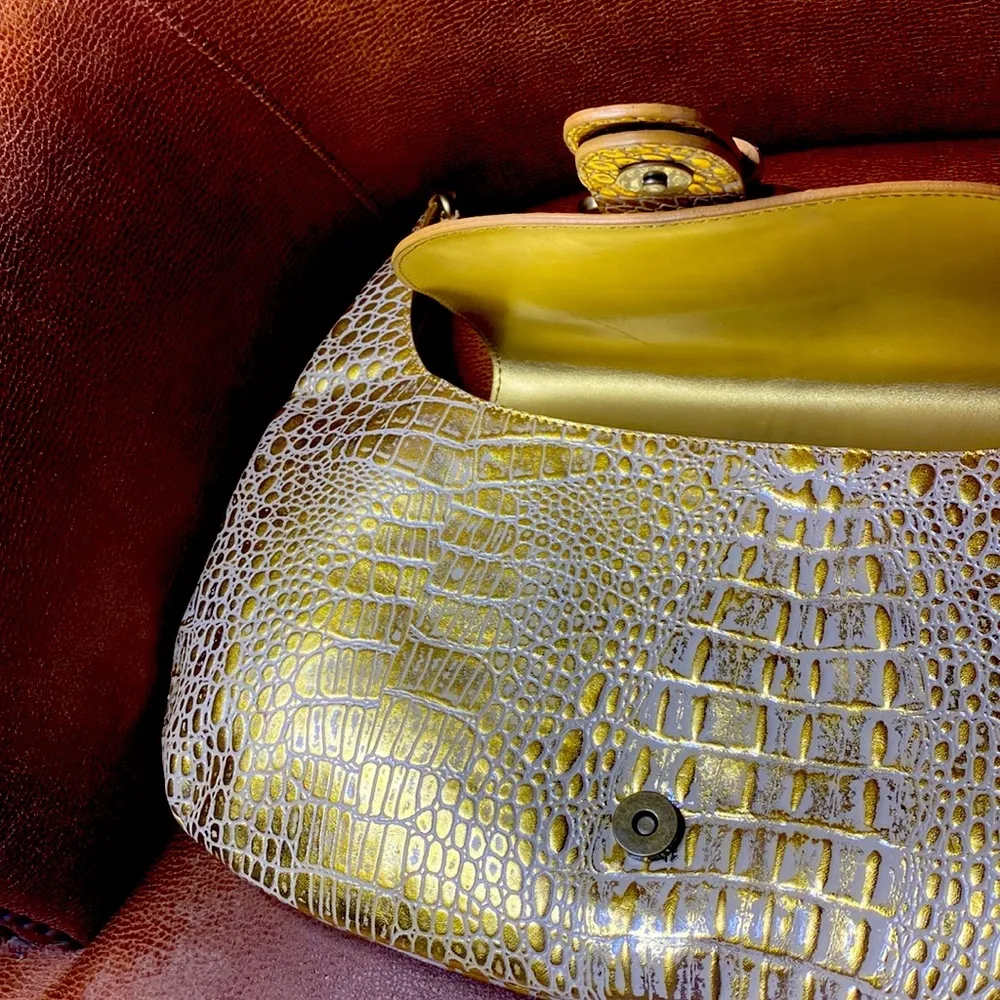 Charlie Larson Gold Croc Leather Hobo - Image 5