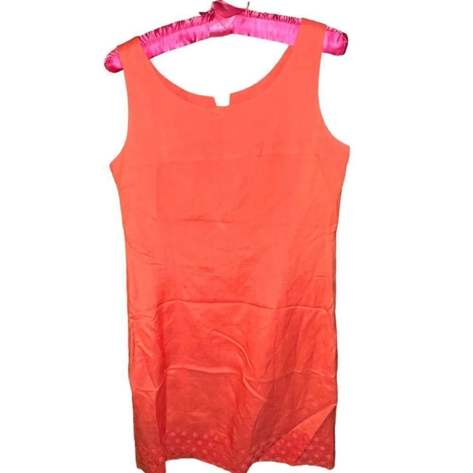 Merona linen blend fully lined coral tank dress women's size 8 - Image 4