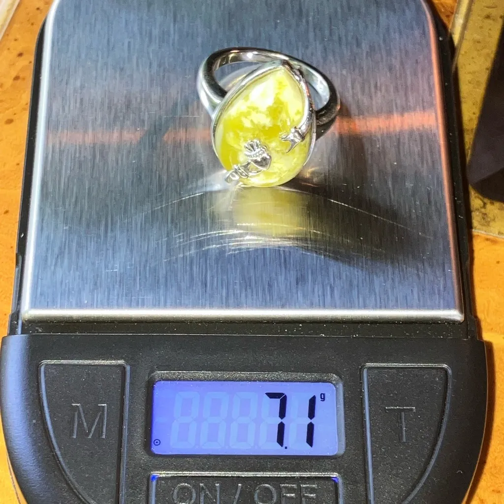 Natural Connemara Marble Sterling Silver Claddagh Ring - Image 9