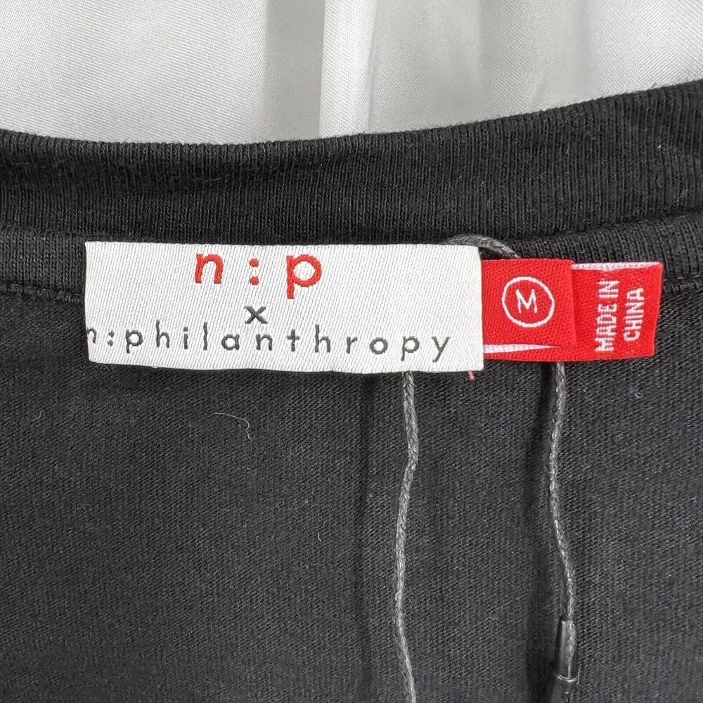 n:PHILANTHROPY Black Leonardo Knot Front Short Casual Shirtdress Black Med New - Image 47