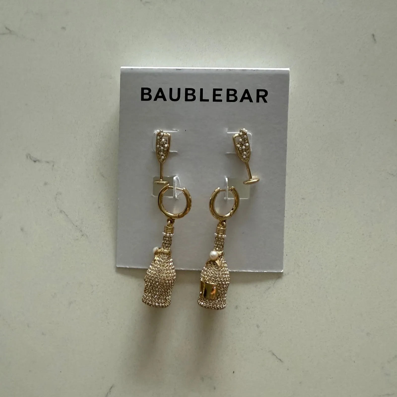 BaubleBar What's Poppin' Set of 2 Pairs of Earrings - Gold Tone Pavé - NWT - Image 3