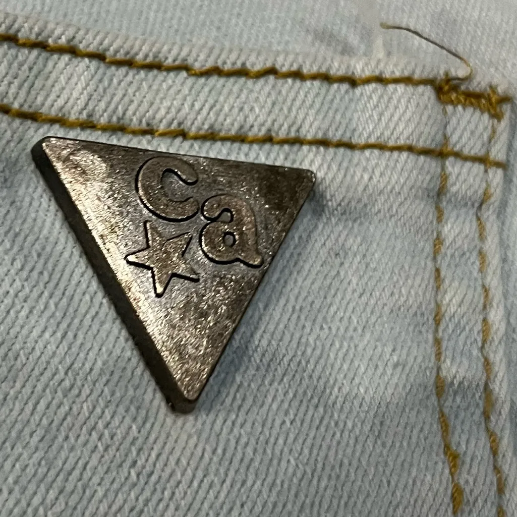 CELEBRITY ACE JEANS CUSTOM PATCH WORK hand sewing size 5/27 stretch jeans Blue - Image 16