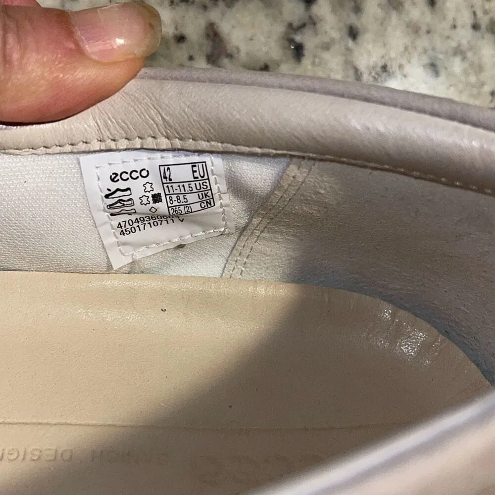 Ecco Womens Soft 7 Danish Design Leather Slip-On Sneaker Shoes Gray Beige Size 1 - Image 8