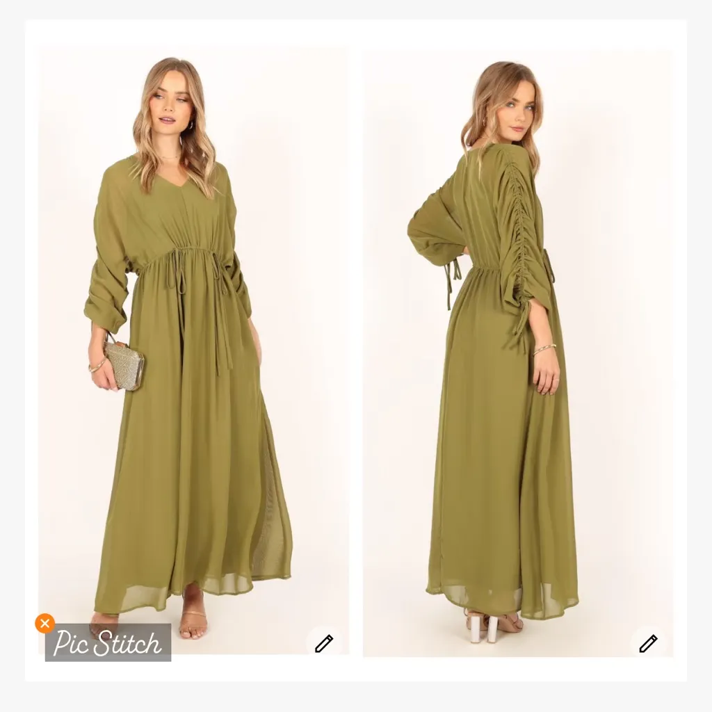 Petal & Pup Ramona Long Sleeve Sage Maxi Dress - Image 2
